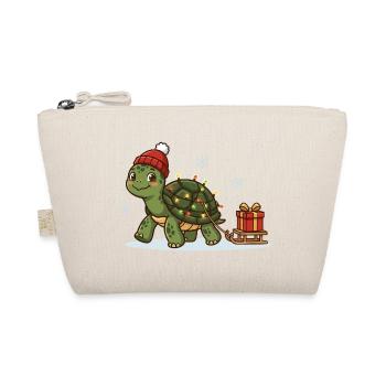 Weihnachts-Schildkröte mit Lichterkette - Bio-Täschchen - Natur - Vorne