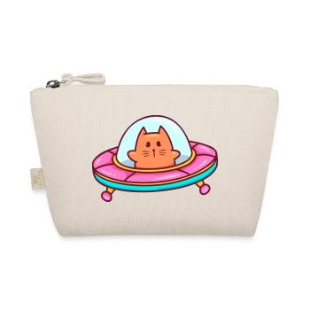cat sticker katze im ufo - Bio-Täschchen - Natur - Vorne