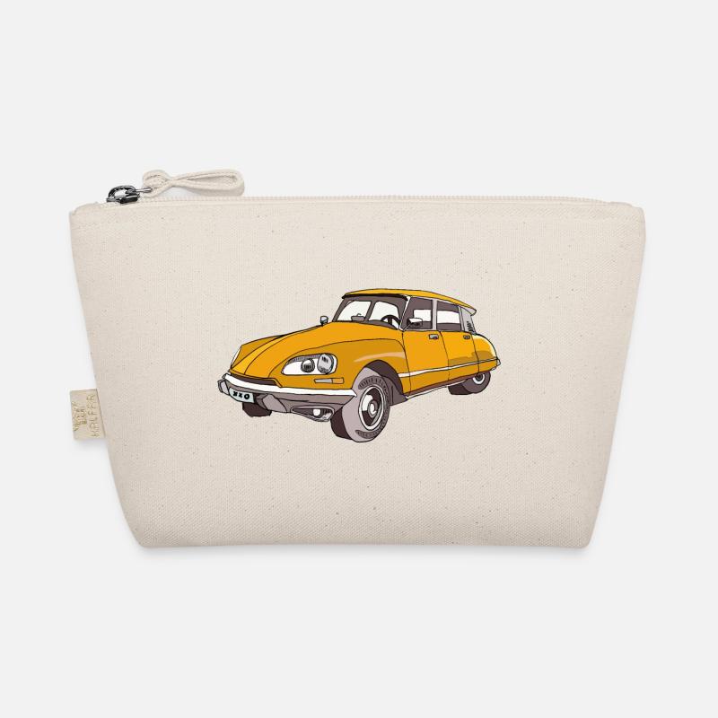 Gelber Vintage Wagen Illustration - Bio-Täschchen - Natur