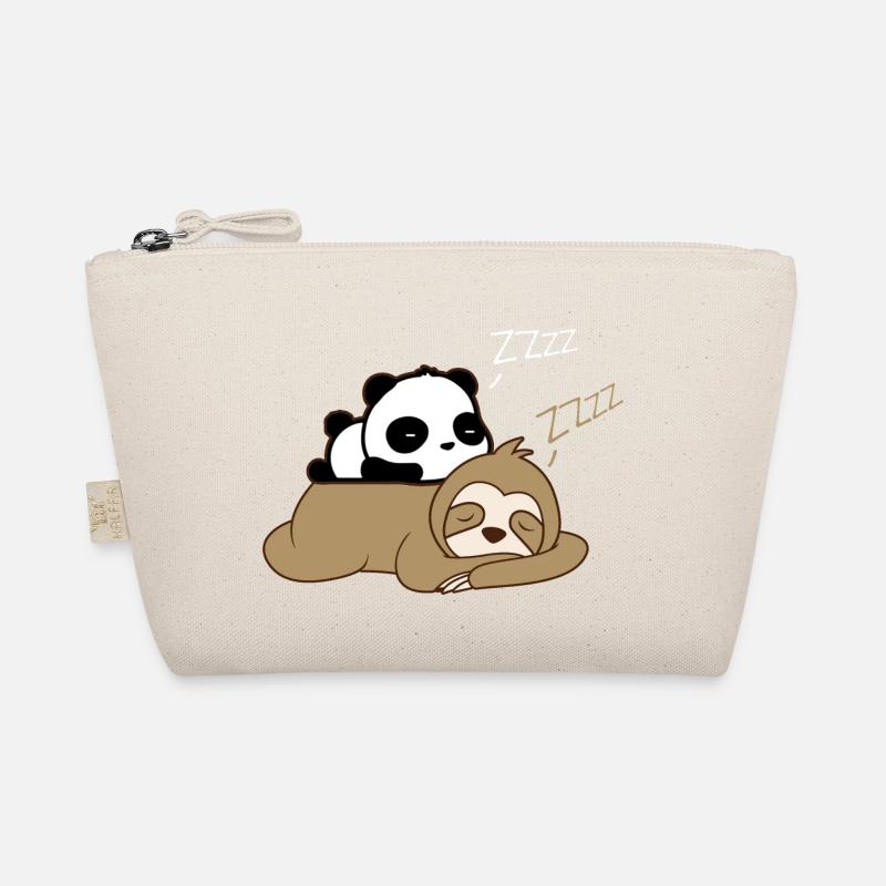 Cute panda sleeping on sloth Organic Pouch