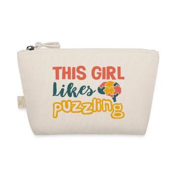 Girl Likes Puzzling Funny Saying Hobby Jigsaw - Organic Pouch - nature - Front