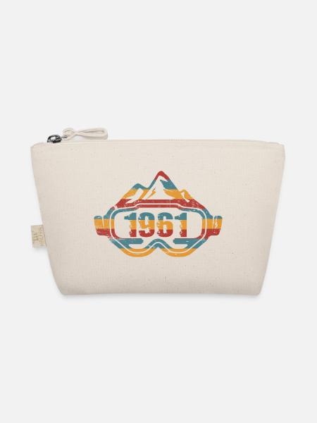 Skier Ski goggles Ski birthday 1961 - Organic Pouch - nature - Front