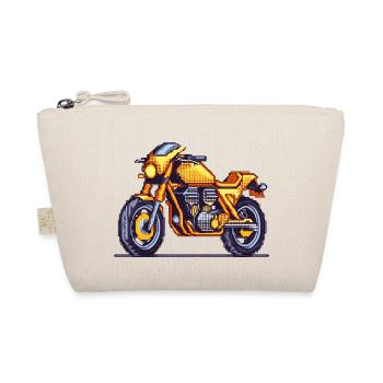 16-bit retro motorcycle in vintage pixel look - Organic Pouch - nature - Front