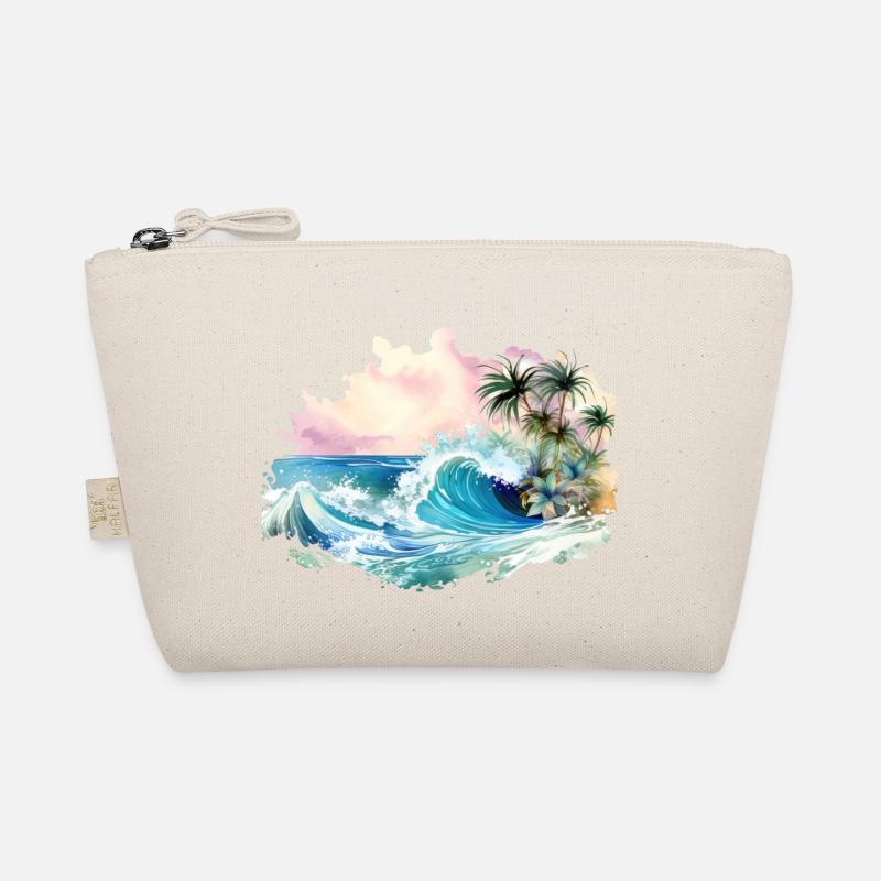 Wave, Tropical island, Meer Strand Palmen Urlaub - Bio-Täschchen - Natur