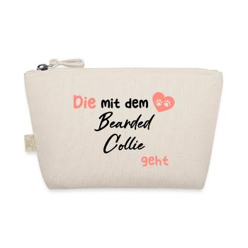 Die mit dem Bearded Collie geht - Hund Hundeliebha - Bio-Täschchen - Natur - Vorne