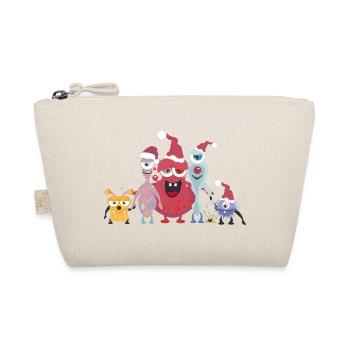Cheerful Colorful Monster Family Celebrating Christmas - Organic Pouch - nature - Front