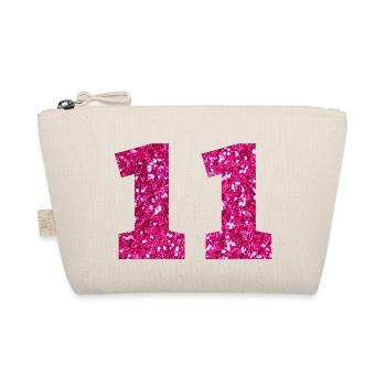 Nummer 11 Pink Glitter - 11. Geburtstag - Bio-Täschchen - Natur - Vorne