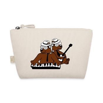 2 Bär Braunbär Keyboard Klavier Gitarre Band Team - Bio-Täschchen - Natur - Vorne