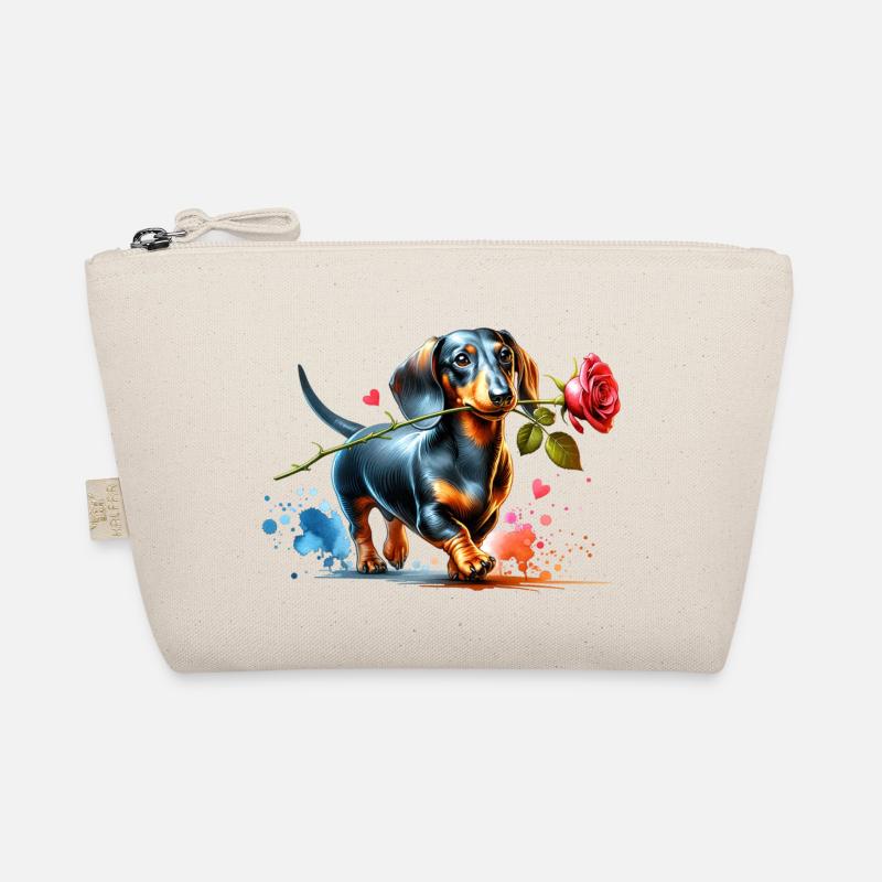 Dackel mit Rose Bio-Täschchen