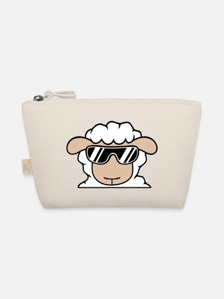 Schaf Sonnenbrille Party Cool DJ Kopf Gesicht Süß - Bio-Täschchen - Natur - Vorne