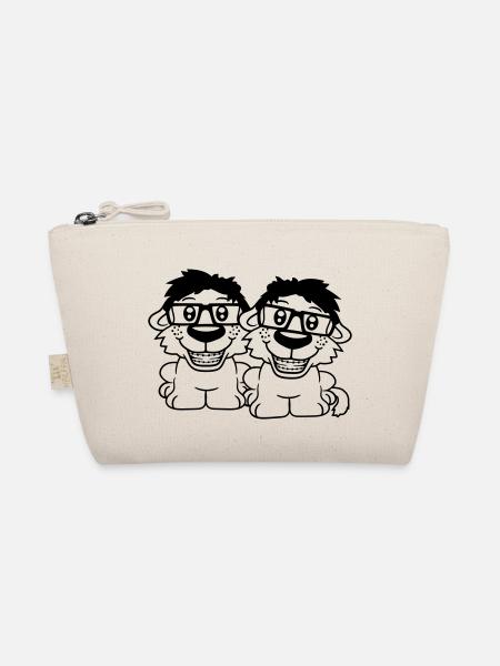 2 Hunde Nerds Hornbrille Geeks Zahnspange Schlau - Bio-Täschchen - Natur - Vorne