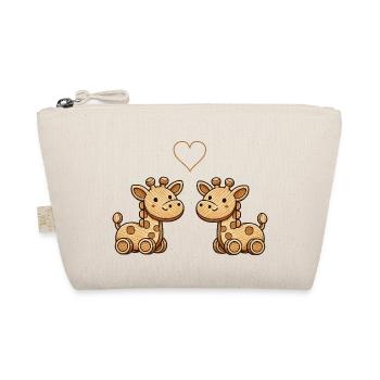 Wooden Giraffe Couple - Organic Pouch - nature - Front