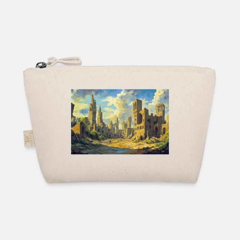 Poster Illustration Medieval Landscape in Ruins Organic Pouch