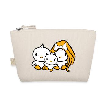 3 Vögel Familie Eltern Mama Papa Drei Kind Baby - Bio-Täschchen - Natur - Vorne