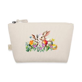 Zwei Osterhasen im Blumenmeer - Bio-Täschchen - Natur - Vorne