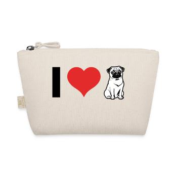 I Love Pugs - Dog Pet Design - Organic Pouch - nature - Front