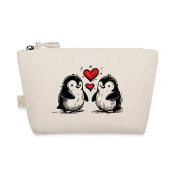 Pingouins amoureux tenant des cœurs - Trousse biologique - nature - Devant