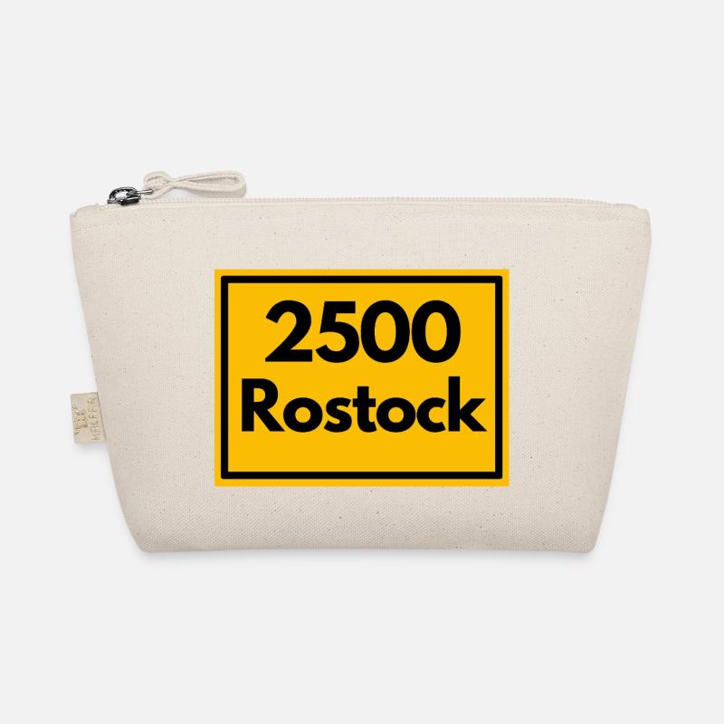 Town sign - then retro old zip code 2500 ROSTOCK Organic Pouch