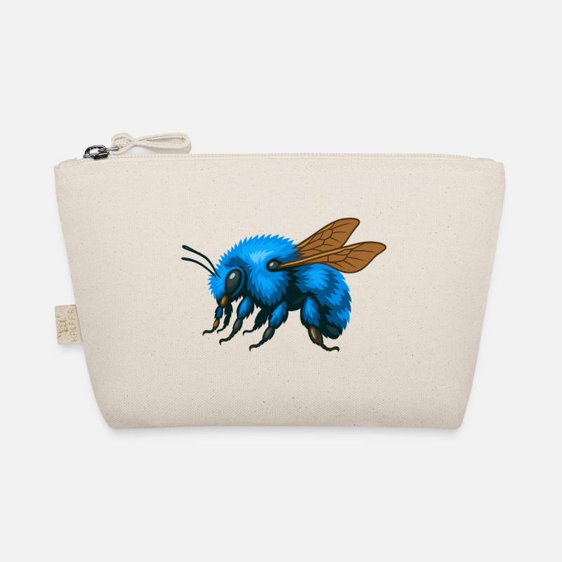 Blaue Hummel links Bio-Täschchen