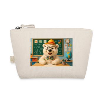 Niedlicher Bär mit Brille im Klassenzimmer - Bio-Täschchen - Natur - Vorne