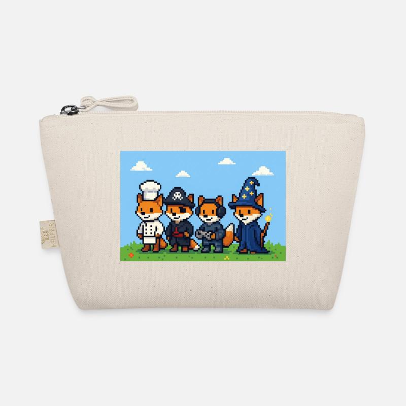 Pixel art fox group in fantasy world Organic Pouch