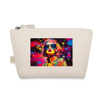 Buntes Pop-Art-Porträt mit Brille - Bio-Täschchen - Natur - Vorne