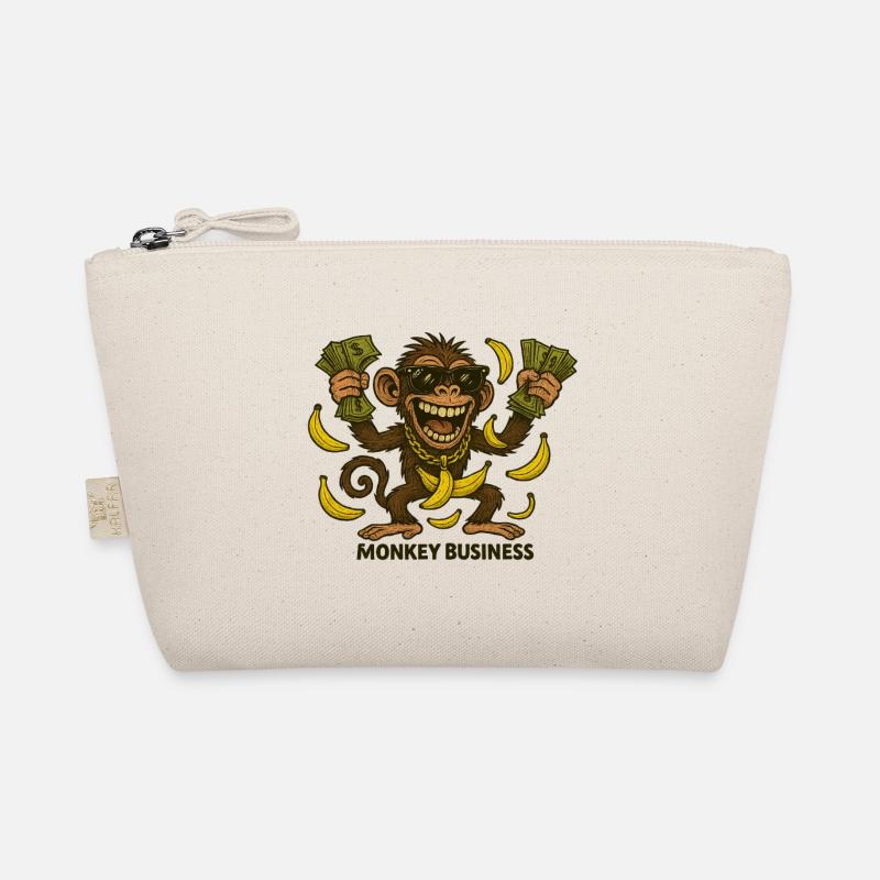 Funny monkey with money and bananas Organic Pouch