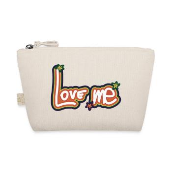 Farbenfrohes Love Me Design mit Blumenakzenten - Bio-Täschchen - Natur - Vorne
