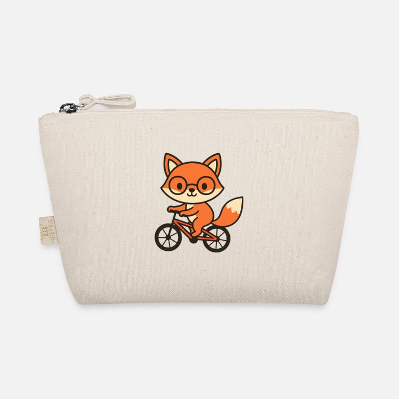 Cute fox on bicycle with glasses Organic Pouch