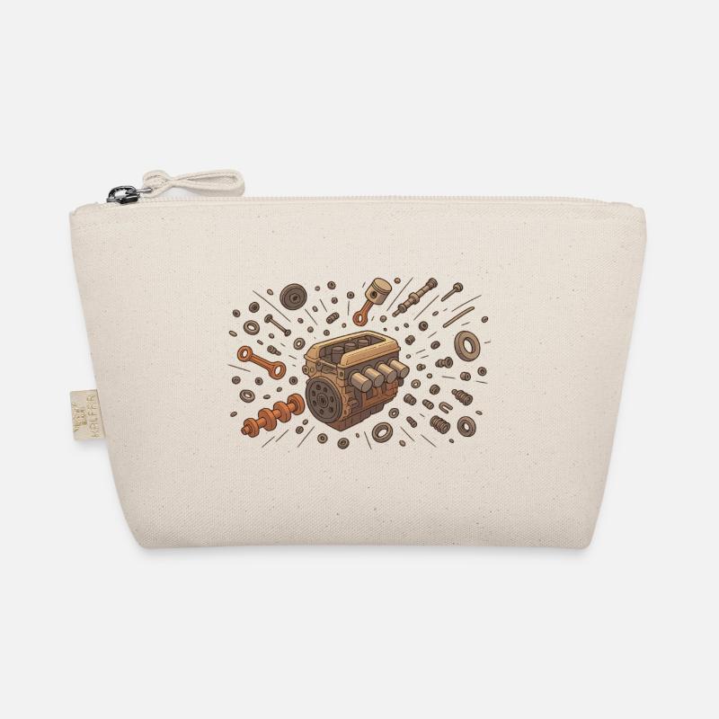 Vintage decomposed engine illustration Organic Pouch