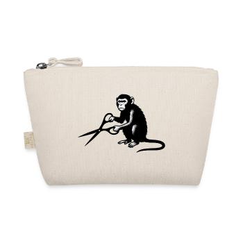 Affe mit Schere Silhouette - Bio-Täschchen - Natur - Vorne