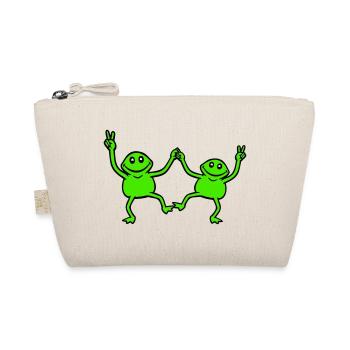 2 Frogs Dancing Peace Sign Victory Hand Team - Organic Pouch - nature - Front
