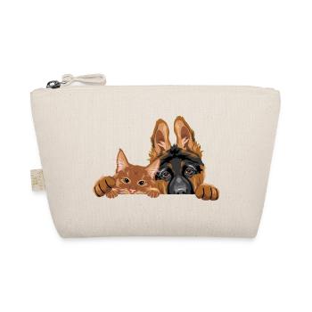 Mignon chien chiot berger allemand et chat roux - Trousse biologique - nature - Devant
