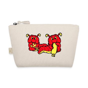 2 Caterpillars Worm Happy Eating Pizza Sausage Eating - Organic Pouch - nature - Front