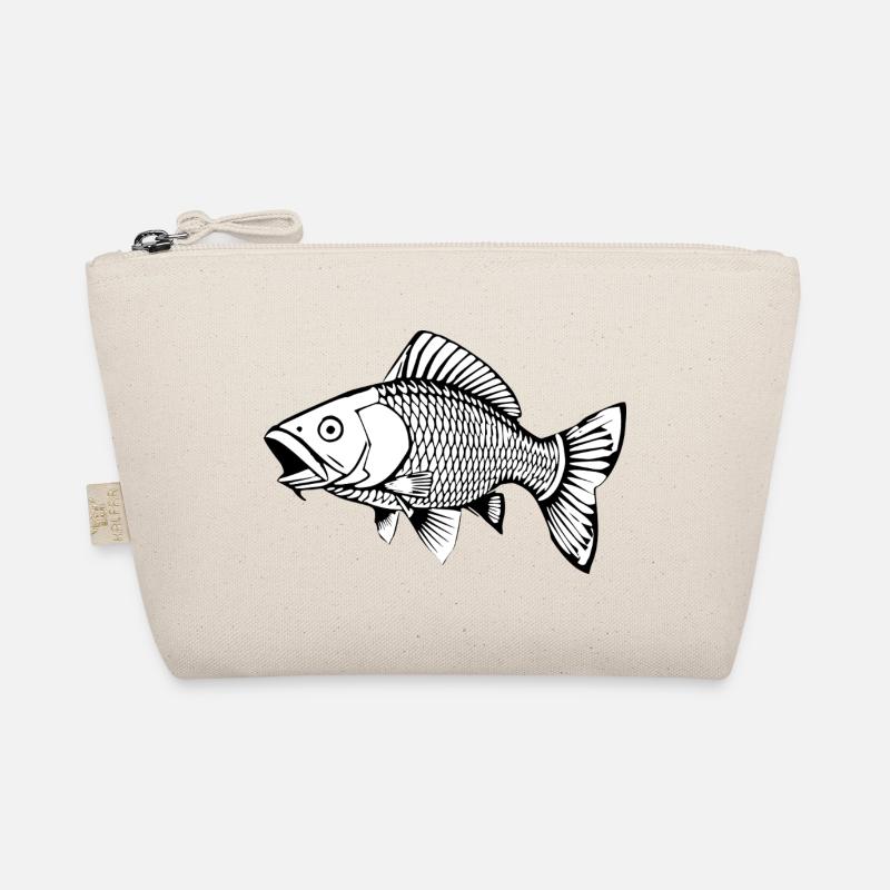 Fish Black and White Carp T-shirt Gift Angler Organic Pouch