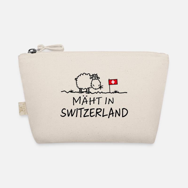 Mäht in Switzerland Wortspiel Made in Schaf lustig - Bio-Täschchen - Natur