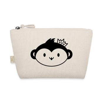 Monkey Crown – Cute Monkey Head with Crown - Organic Pouch - nature - Front