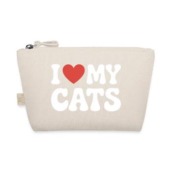 I Love My Cats Ich Liebe Meine Katzen - Organic Pouch - nature - Front