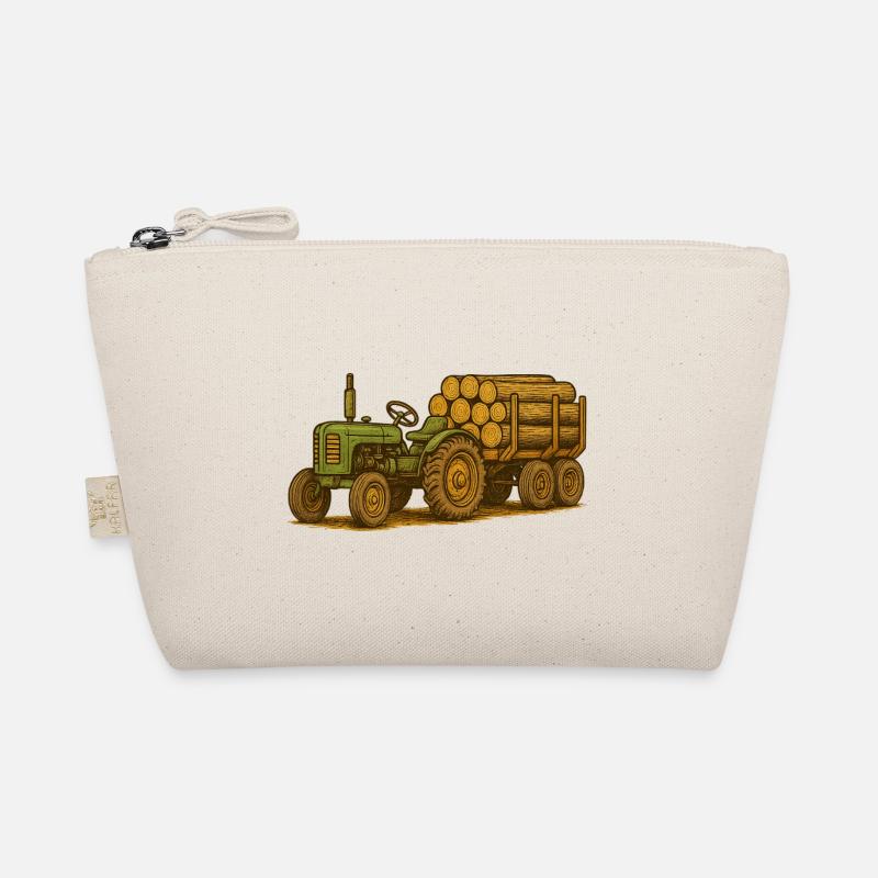 Grüner Traktor mit Holzbett Bio-Täschchen