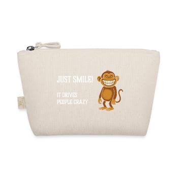 Just Smile it drives people crazy Grinning Monkey - Organic Pouch - nature - Front