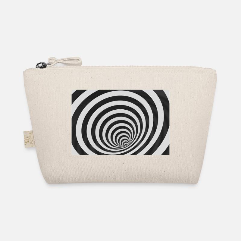 Hypnotic black and white spiral - Organic Pouch - nature