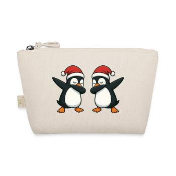 Deux manchots en train de s’asperger en look de Noël - Trousse biologique - nature - Devant