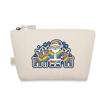 Regenbogen-Weihnachtsmann mit seinen Regenbogenrentieren - Bio-Täschchen - Natur - Vorne
