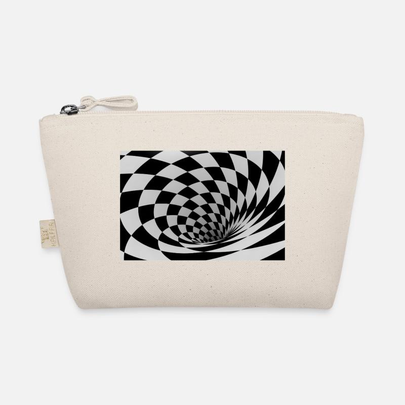 Hypnotische Schwarz-Weiß-Spirale - Bio-Täschchen - Natur
