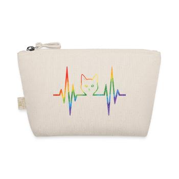 Rainbow cat with pulse heart line - Organic Pouch - nature - Front