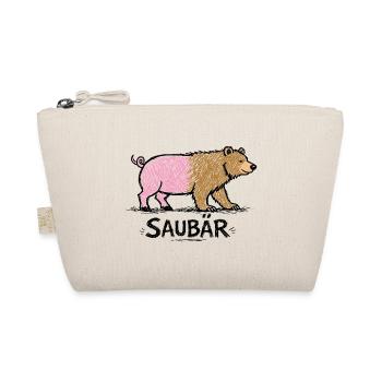 Saubär – Lustiges Tier Wortspiel mit Illustration - Bio-Täschchen - Natur - Vorne