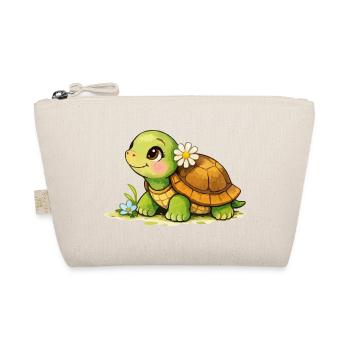 Turtle with Flower Cartoon - Organic Pouch - nature - Front
