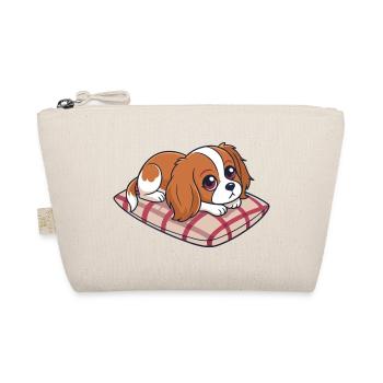 Cavalier king charle rêveur sur coussin à carreaux - Trousse biologique - nature - Devant