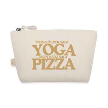 Yoga oder Pizza Lustiger Retro Spruch Design - Bio-Täschchen - Natur - Vorne