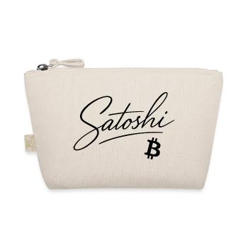 Satoshi Bitcoin Lettering Design Black - Organic Pouch - nature - Front